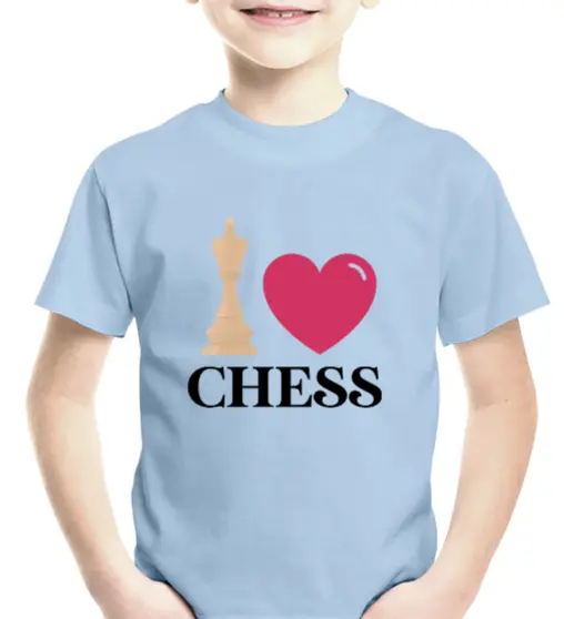 kék I love chess gyerek póló